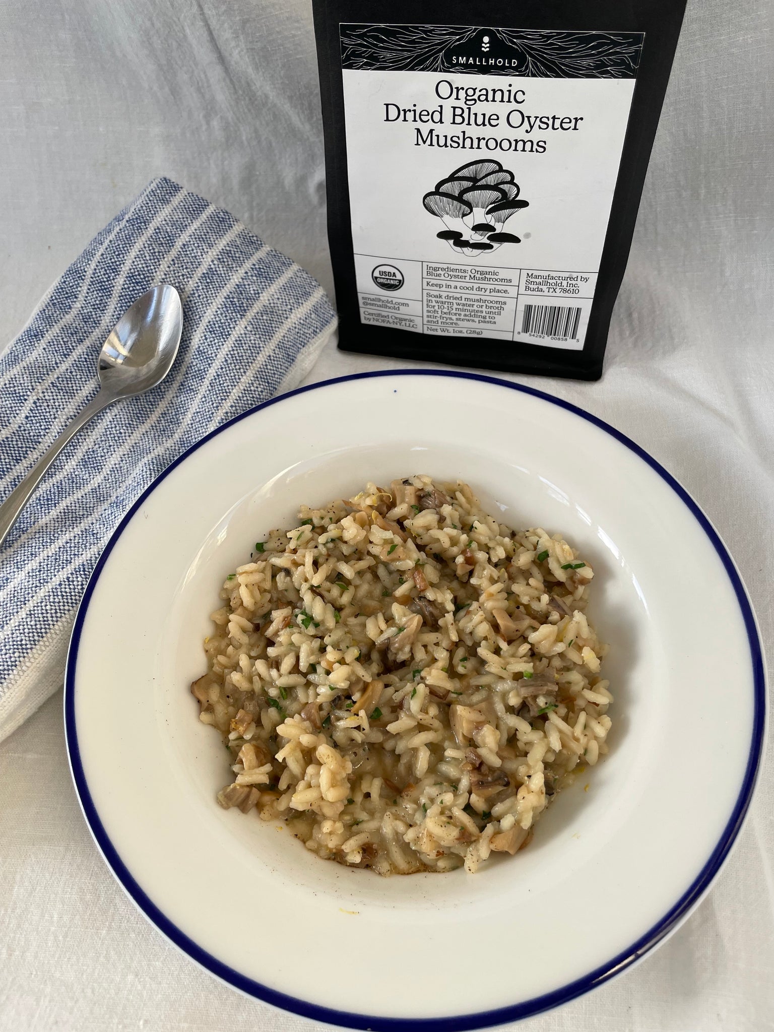 blue oyster mushroom and brown butter risotto