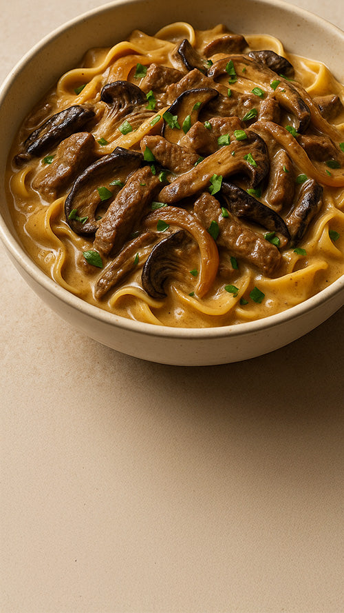 Black Pearl Mushroom Stroganoff